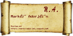 Markó Adorján névjegykártya